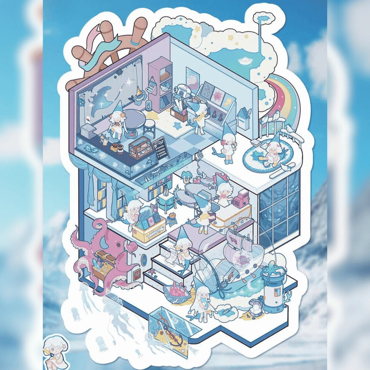 End of the World – 3D Miniature Scene Stickers – Plus Size – 4 Theme Sets: Frozen Shelter | Deep Sea Refuge | Abandoned Hospital | Haunted School