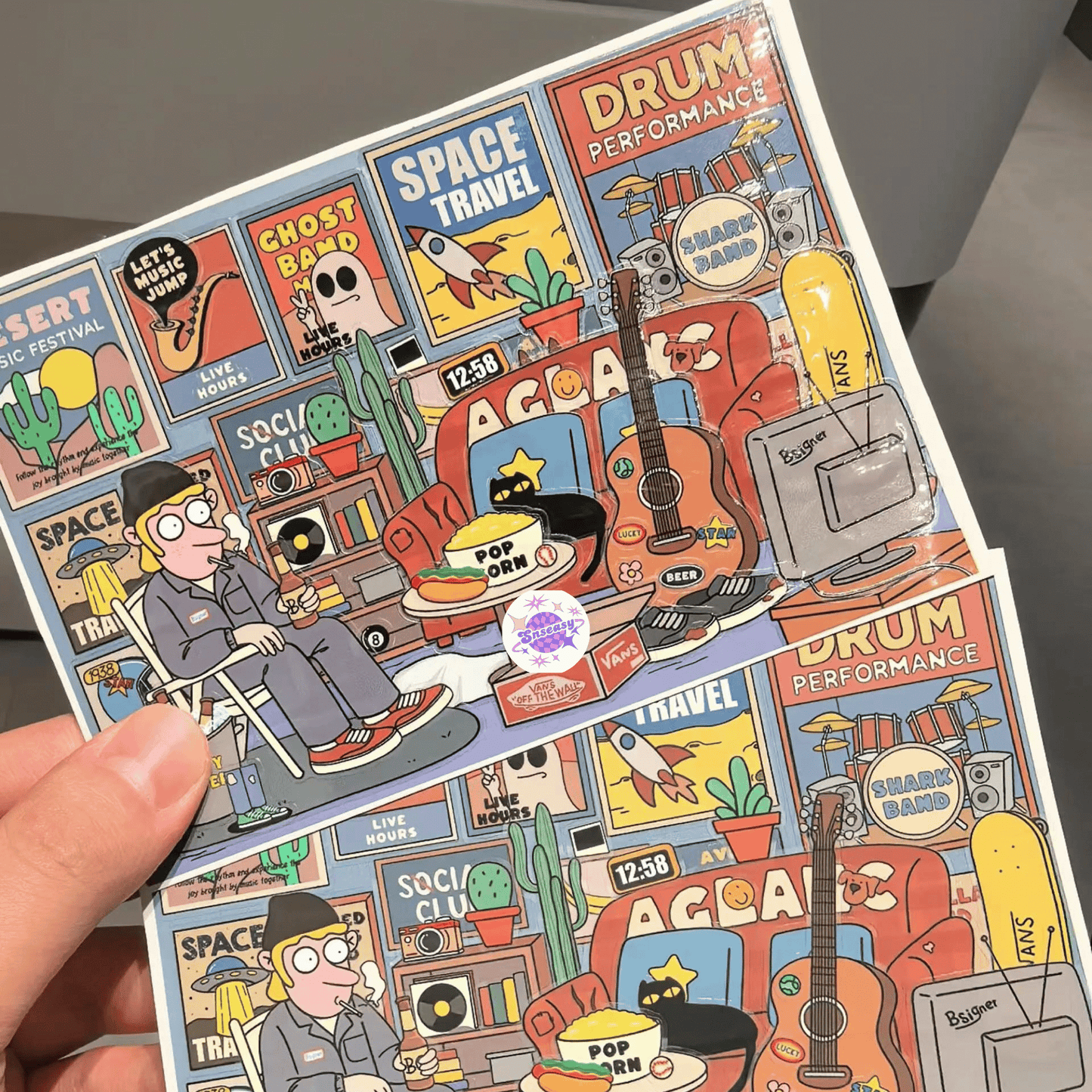 American Retro β 3D Miniature Scene Stickers β Mini Size β 4 Theme Sets: Record Store | Biker Style | Party Day | Guitarist