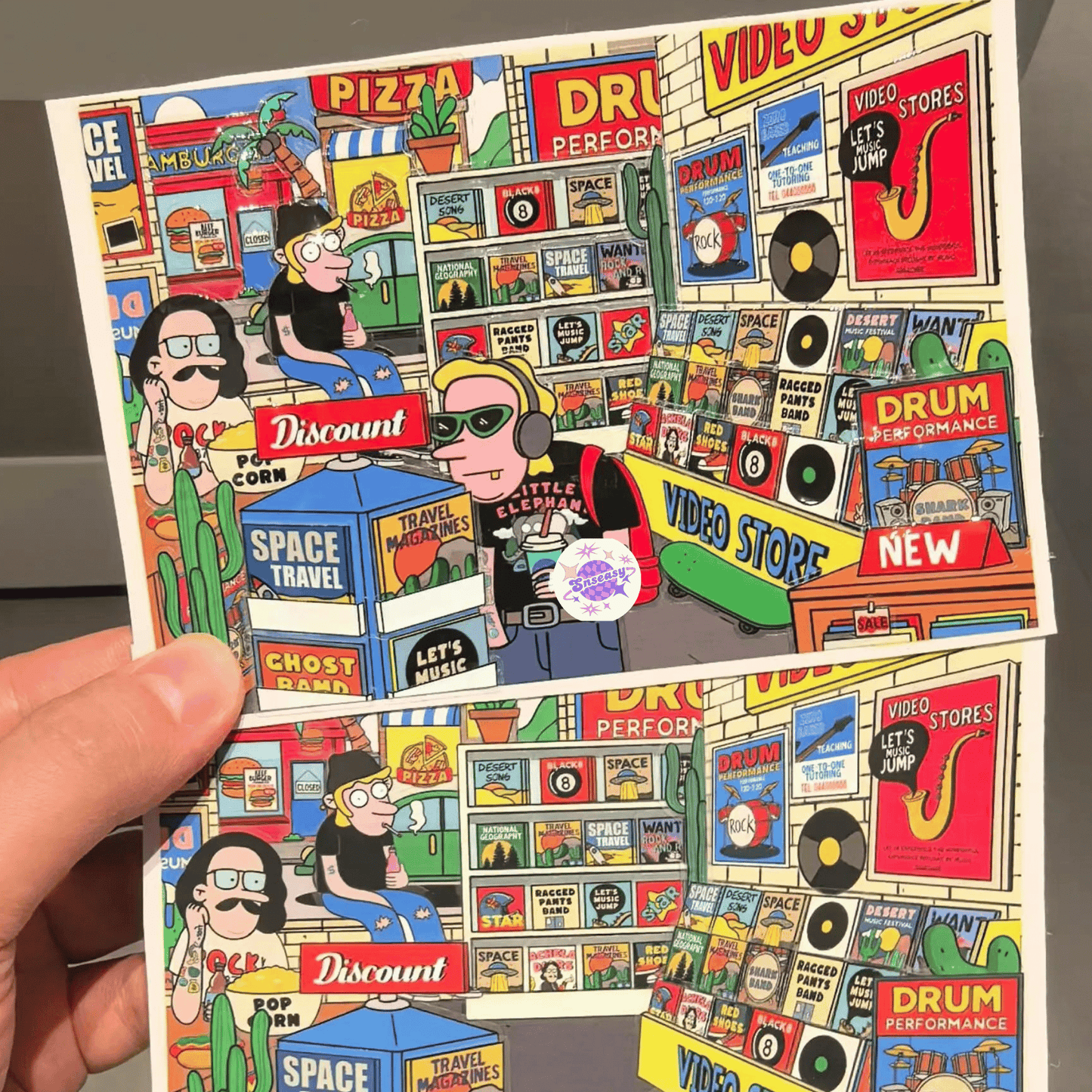 American Retro β 3D Miniature Scene Stickers β Mini Size β 4 Theme Sets: Record Store | Biker Style | Party Day | Guitarist