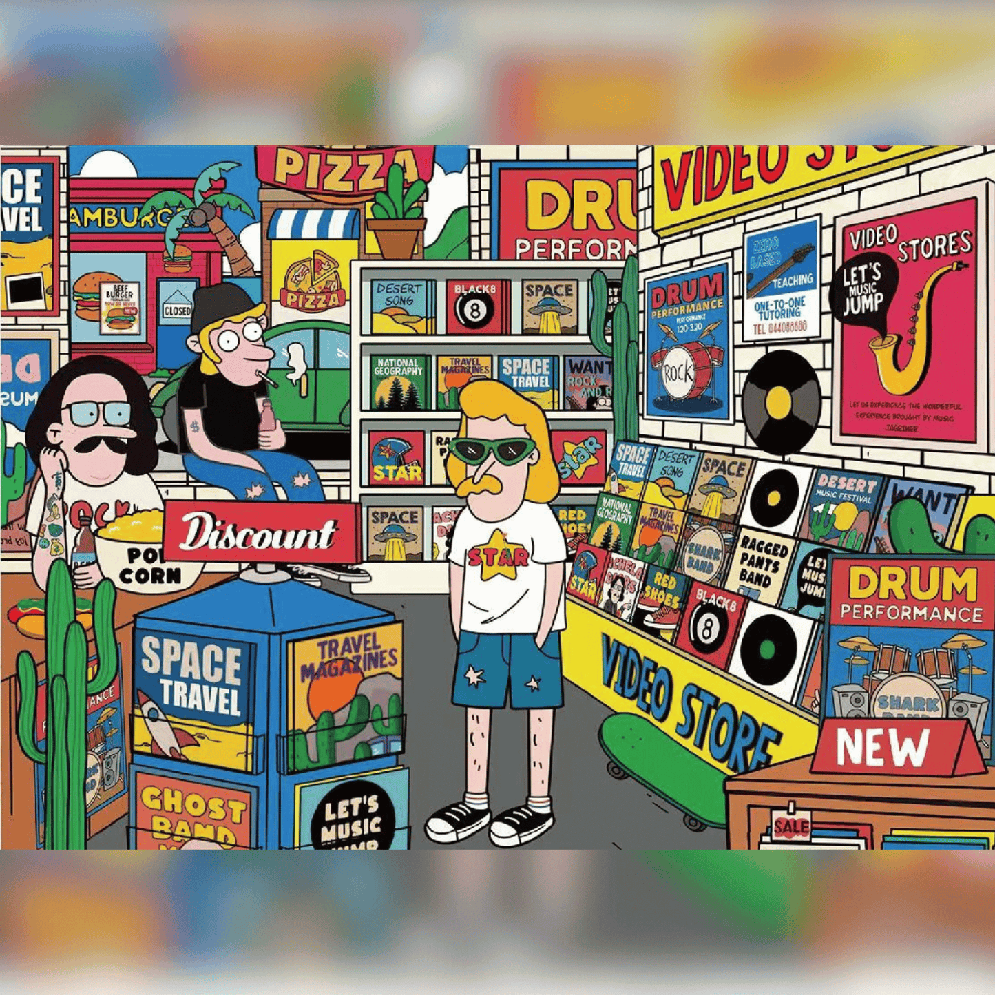 American Retro β 3D Miniature Scene Stickers β Mini Size β 4 Theme Sets: Record Store | Biker Style | Party Day | Guitarist