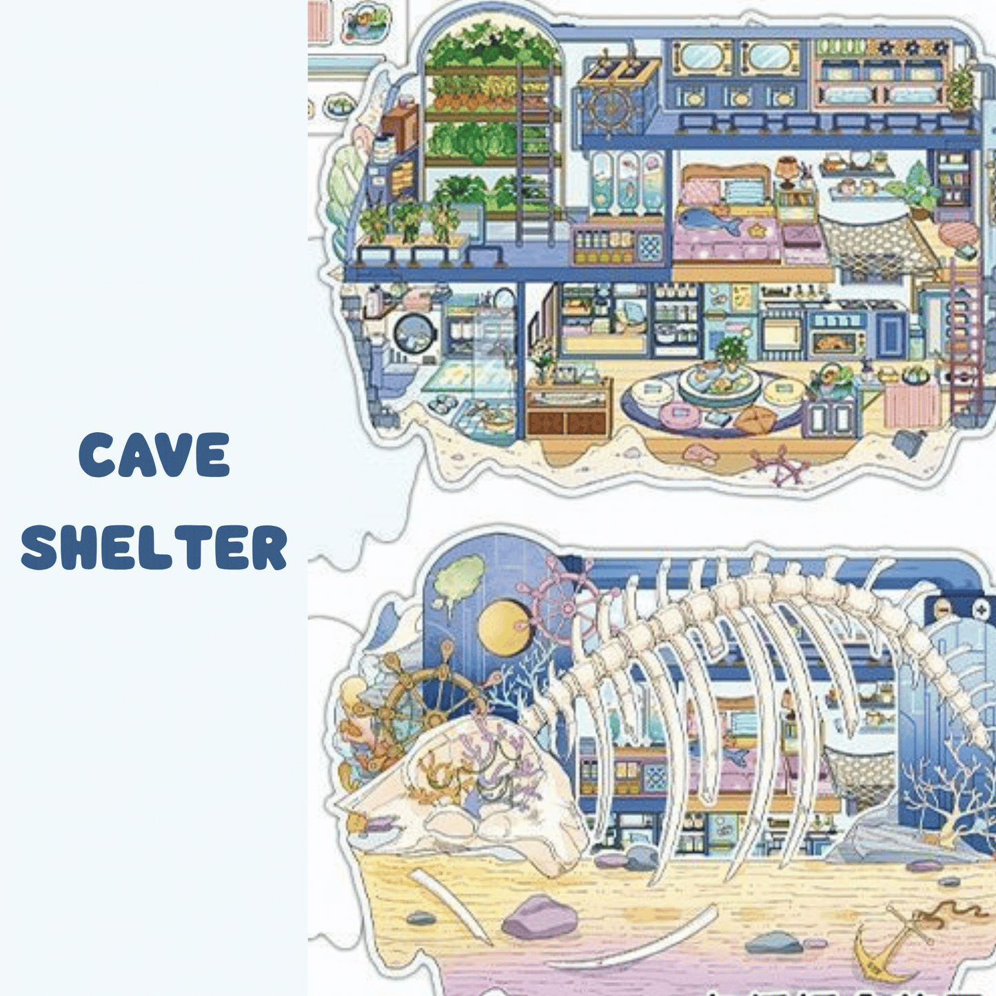 My Secret Hideouts – 3D Miniature Scene Stickers – 4 Theme Sets: Tree Hollow | Underground Den | Cave Shelter | Mine Cabin