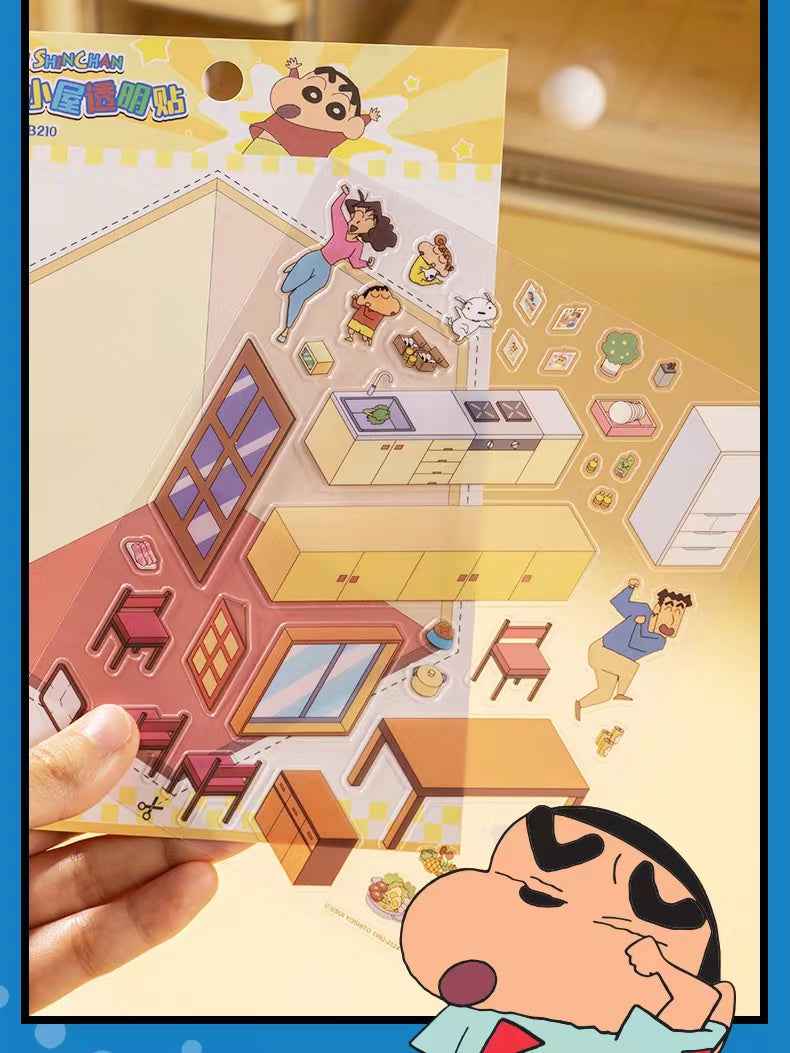 Crayon Shin-chan's Happy Day 3D Isometric Room Stickers - 3 Theme Sets: Kindergarten | Kitchen | Living Room - SNSEASY