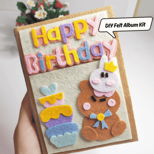 DIY Felt Album Craft Kit – Pre-cut Handmade Set with Cover & 10 Pages (Birthday / Anniversary Themes)