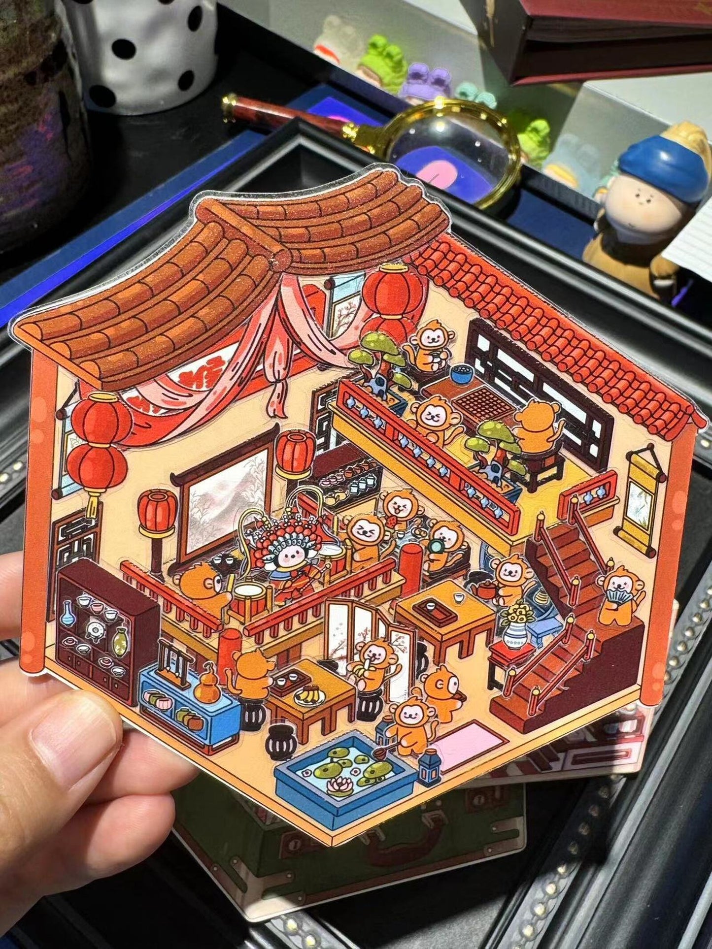 Magical Realm 2.0 3D Isometric Room Stickers Scene - 4 Theme Sets: Clown Theater Box | Vintage Suitcase | Monkey Theater | Puppy Cake Shop