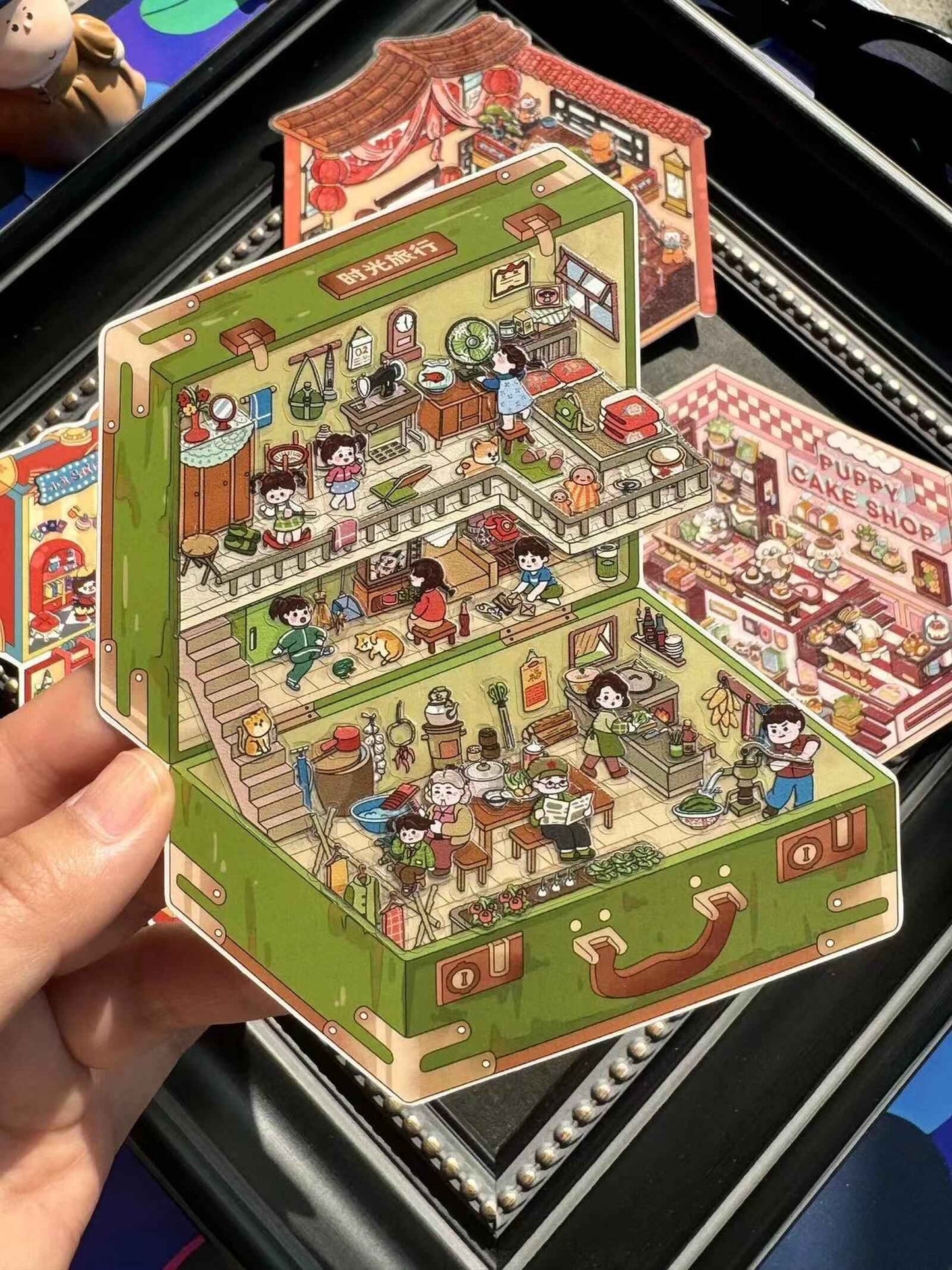 Magical Realm 2.0 3D Isometric Room Stickers Scene - 4 Theme Sets: Clown Theater Box | Vintage Suitcase | Monkey Theater | Puppy Cake Shop - SNSEASY