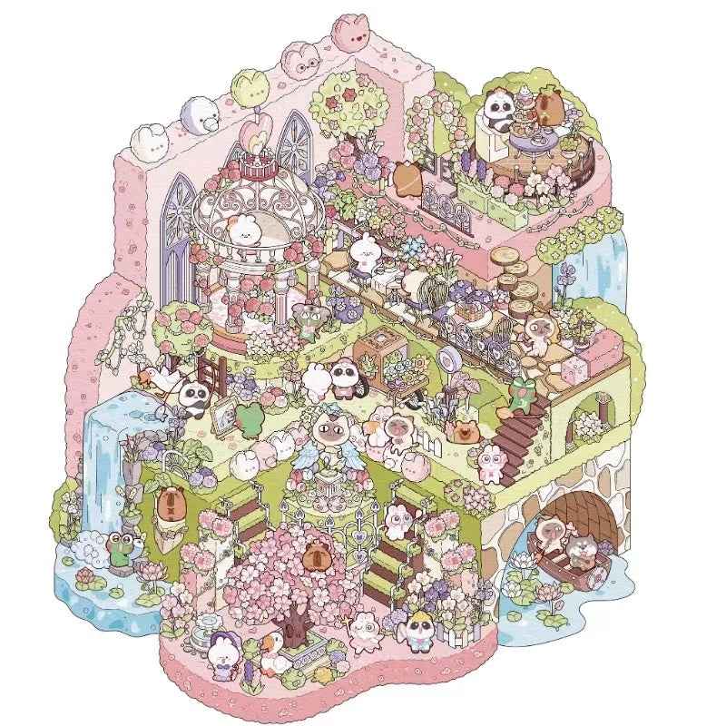 3-Story Grand Buildings 2.0 Stickers Scene – Beautiful Worlds: Ice World | Garden World - SNSEASY