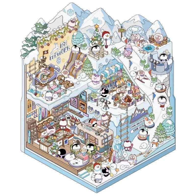 3-Story Grand Buildings 2.0 Stickers Scene – Beautiful Worlds: Ice World | Garden World - SNSEASY