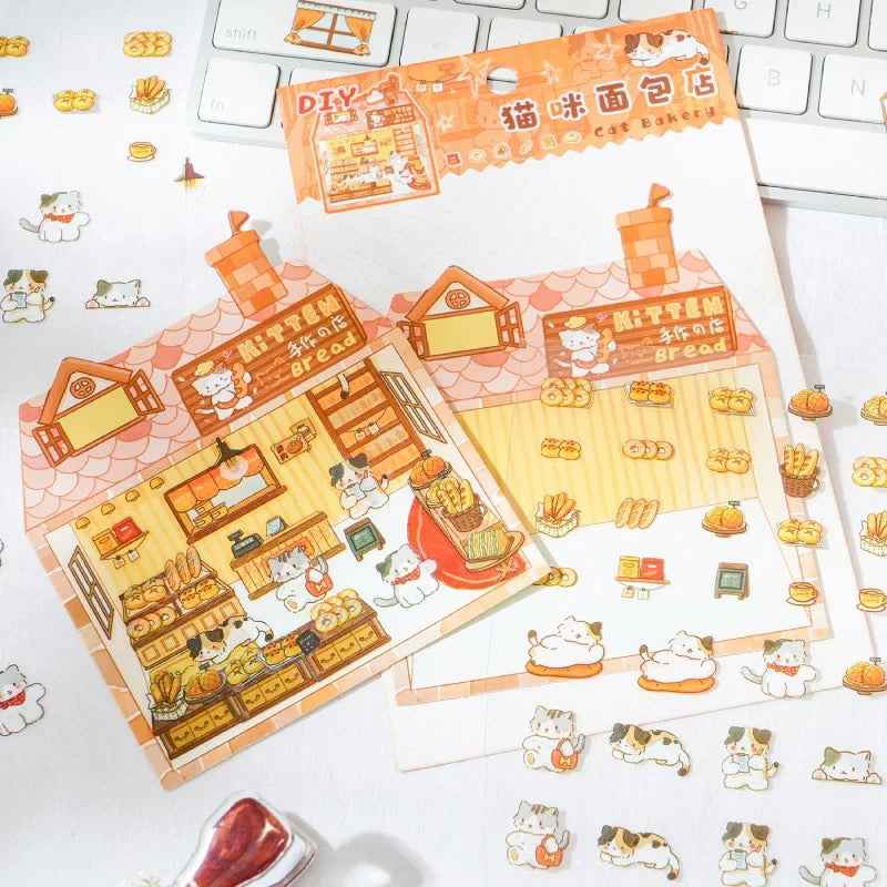 Cute Kitten Stickers Scene – Lucky Cat Edition: Bakery | Drink Shop | Restaurant | Bread Shop - SNSEASY