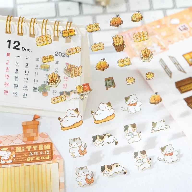 Cute Kitten Stickers Scene – Lucky Cat Edition: Bakery | Drink Shop | Restaurant | Bread Shop - SNSEASY
