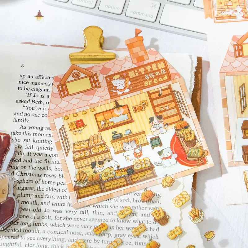 Cute Kitten Stickers Scene – Lucky Cat Edition: Bakery | Drink Shop | Restaurant | Bread Shop - SNSEASY