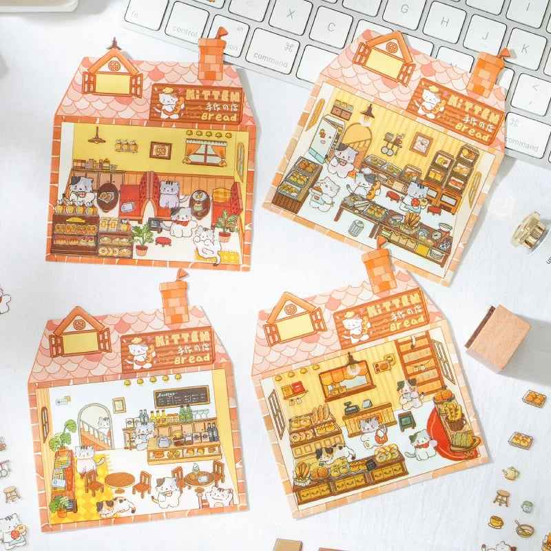 Cute Kitten Stickers Scene – Lucky Cat Edition: Bakery | Drink Shop | Restaurant | Bread Shop - SNSEASY