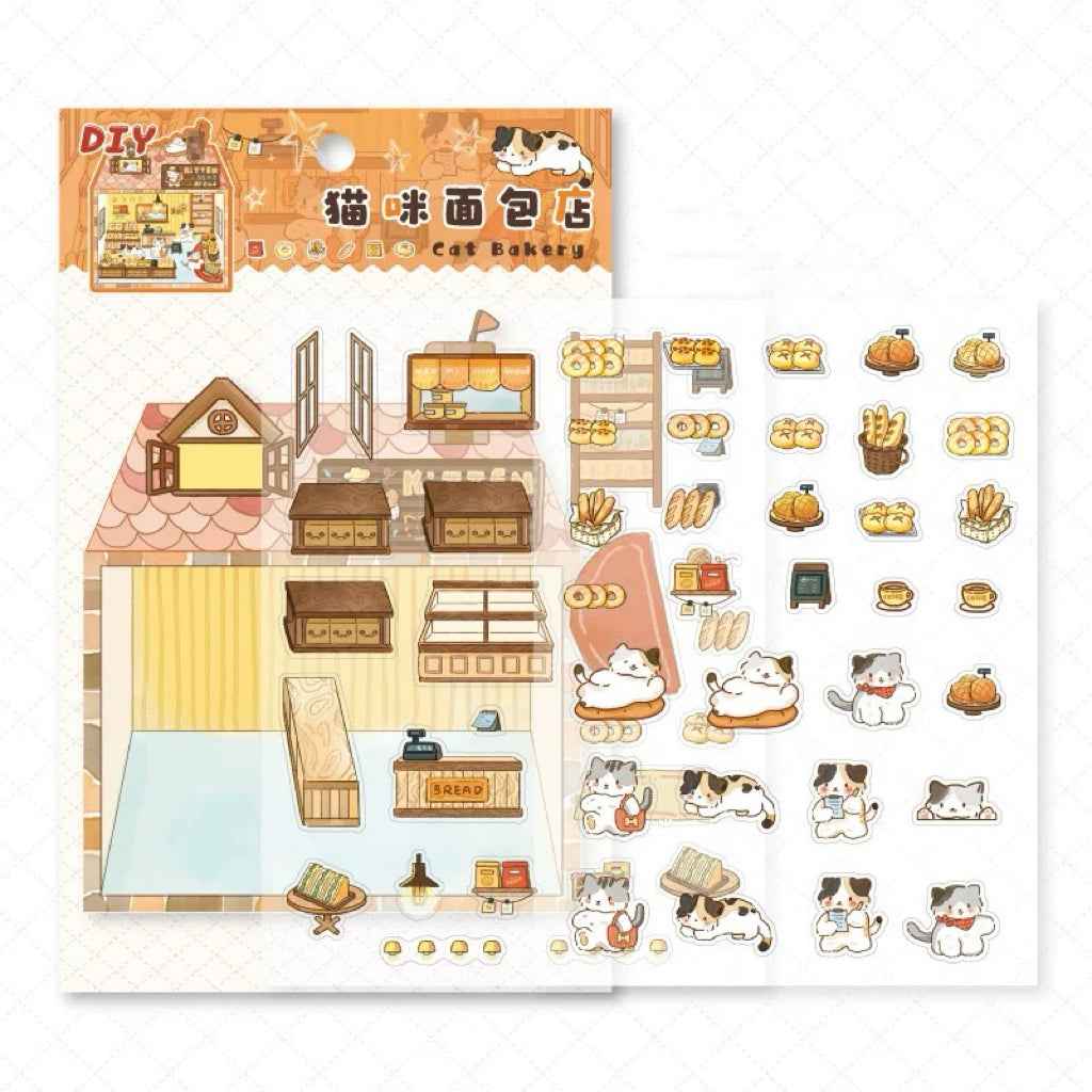 Cute Kitten Stickers Scene – Lucky Cat Edition: Bakery | Drink Shop | Restaurant | Bread Shop - SNSEASY