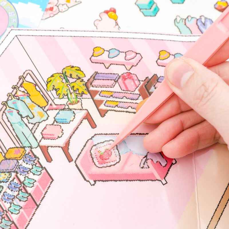 Cute Animal Stickers Scene 6.0 – Pixel World: Bunny Clothing Shop | Bear Coffee Shop | Puppy Supermarket | Kitty Garden - SNSEASY