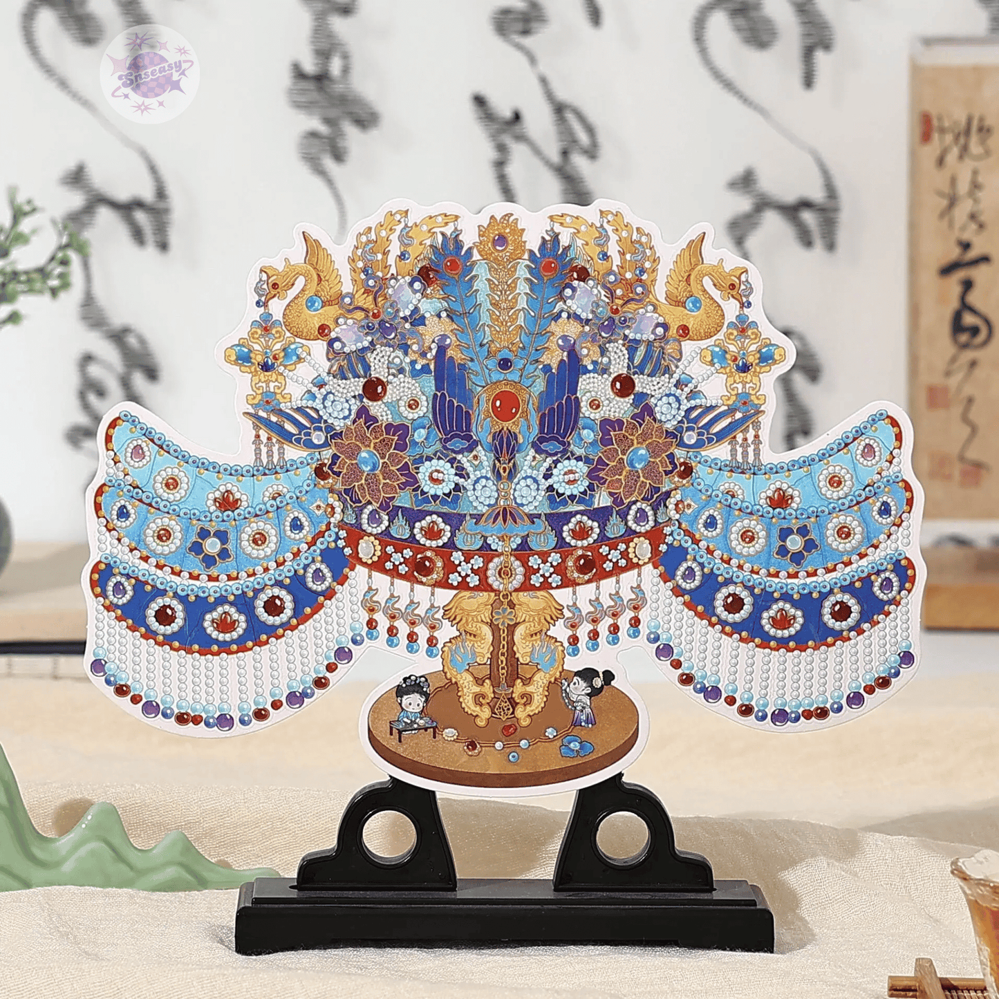 Plus Antique Restoration – 3D Miniature Scene Stickers – 6 Theme: Golden Bowl | Wishful Vase | Ancient Censer | Vintage Wine Pot | Blue-and-White Porcelain Vase | Phoenix Crown