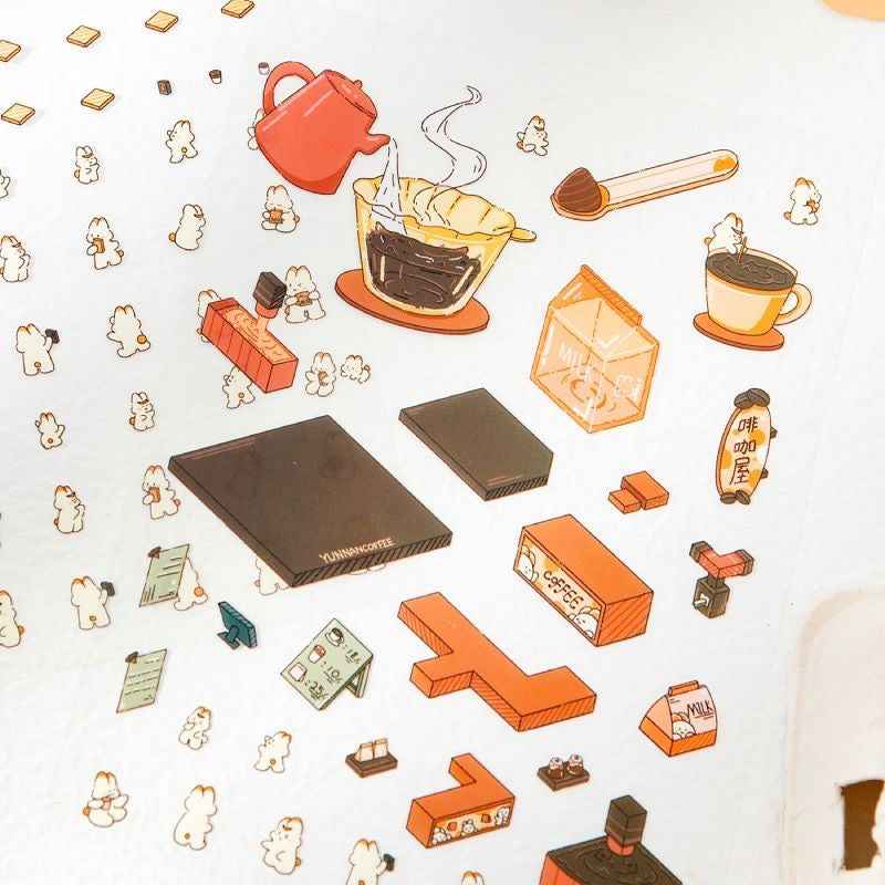 Cute Bunny 2.0 Shop Simulation – 3D Isometric Room Stickers Scene 4 Themes: Coffee Shop | Chocolate House | Cake Shop | Bread Shop - SNSEASY