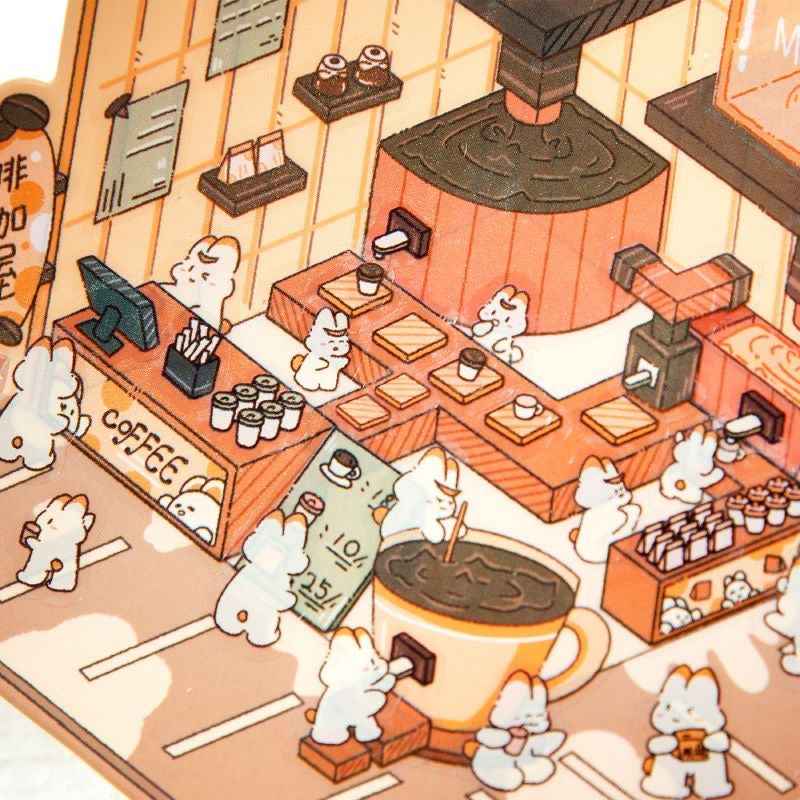 Cute Bunny 2.0 Shop Simulation – 3D Isometric Room Stickers Scene 4 Themes: Coffee Shop | Chocolate House | Cake Shop | Bread Shop - SNSEASY