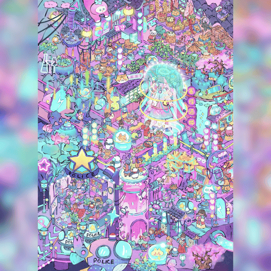 Fantasy World 3D Scene Sticker Plus Size 4 Theme Sets: Cyber Town | Food Street | Curious Market | Mr. Crowโs Cage