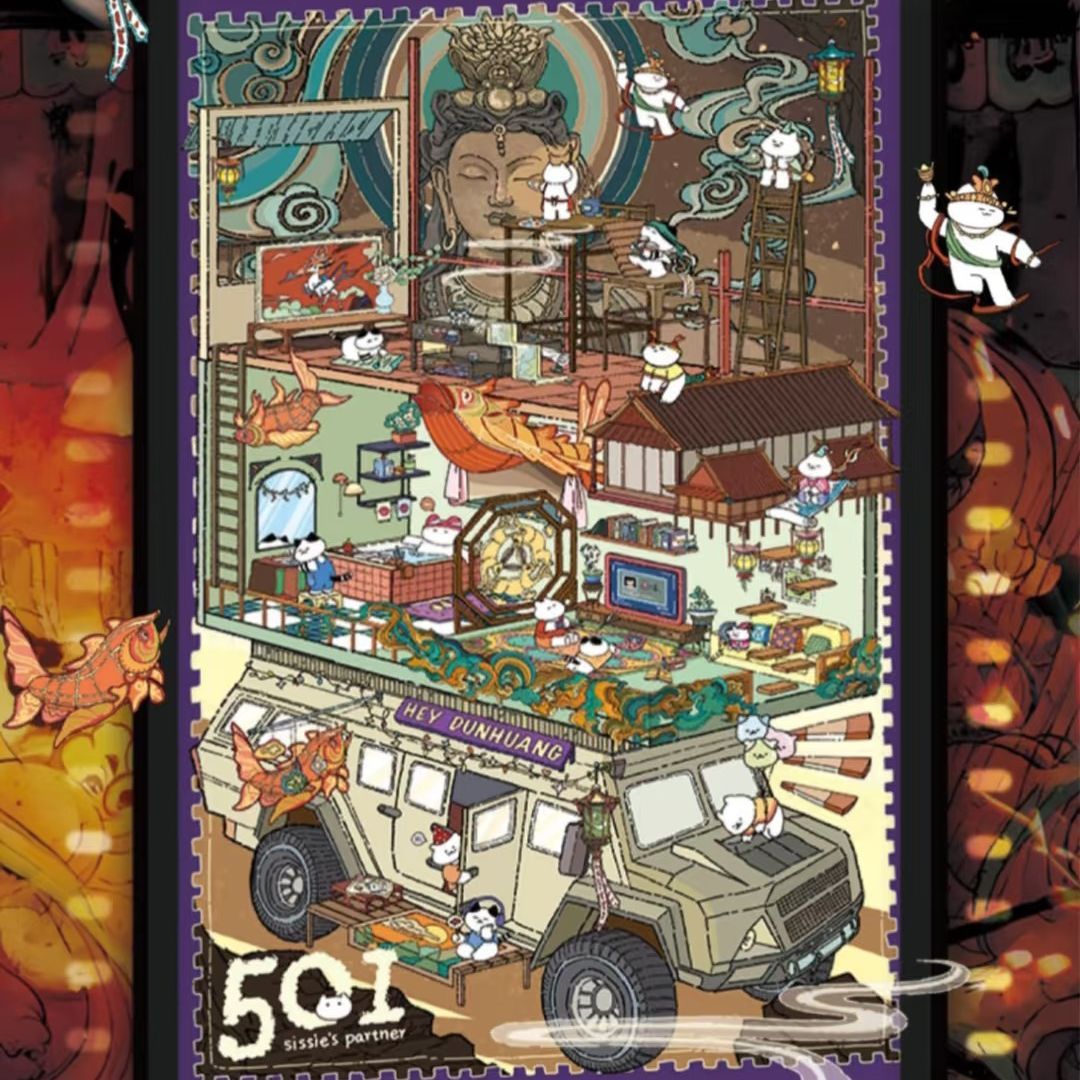 Traveler’s Diary – 3D Miniature Sticker Scenes - 4 Theme Sets: Mexico Train Party | Dunhuang Mural | Egyptian Stroll | Cute Cat Café