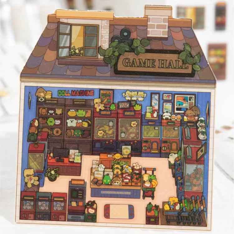 Retro Arcade – 3D Sticker Scenes - 2 Theme Sets: Game Hall | Bookstore - SNSEASY