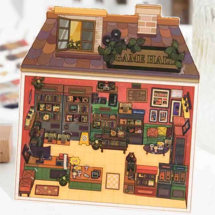 Retro Arcade – 3D Sticker Scenes - 2 Theme Sets: Game Hall | Bookstore - SNSEASY
