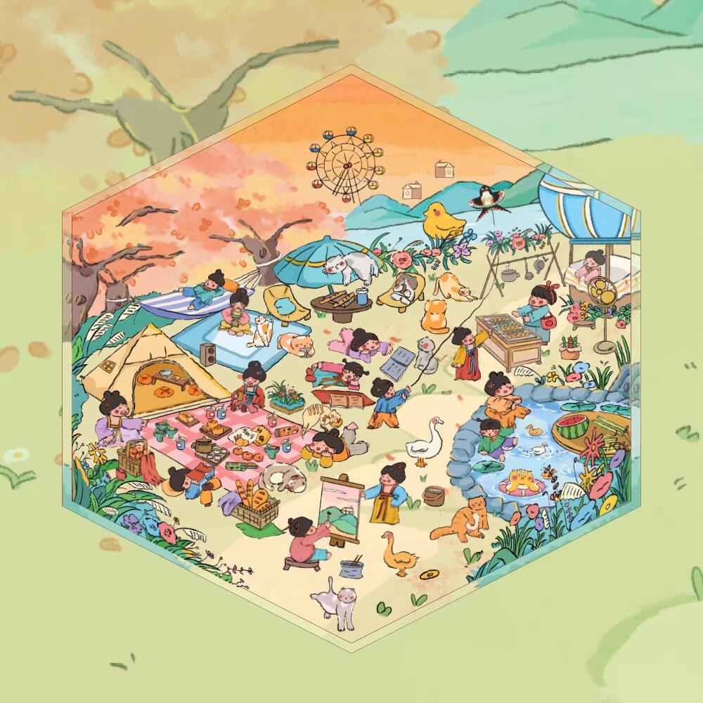 Childhood Dream World – 3D Sticker Scenes - 6 Theme Sets: Tree House | Treehouse Store | Christmas House | Milk Factory | Temple Fair | Autumn Outing - SNSEASY