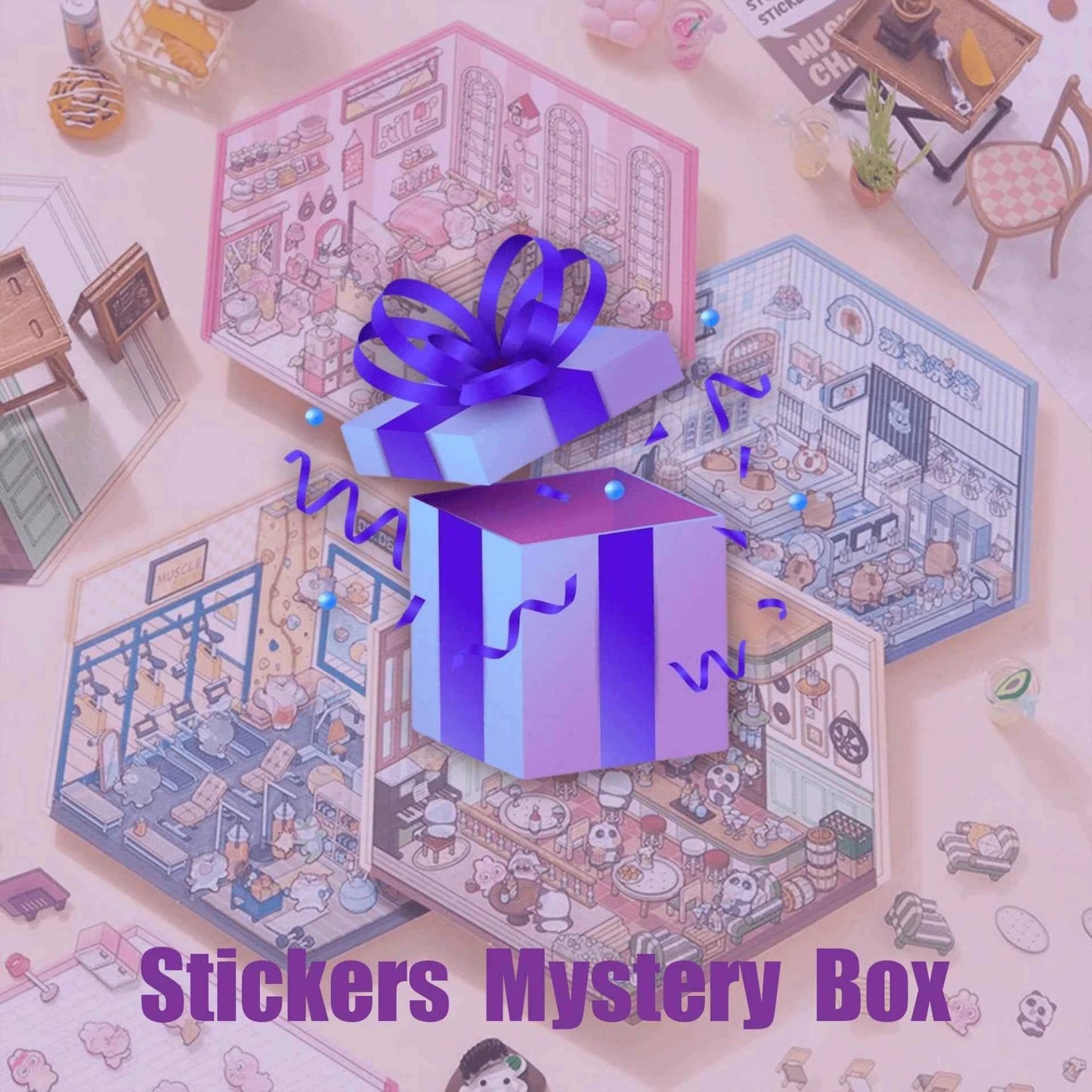Childhood Dream World – 3D Sticker Scenes - 6 Theme Sets: Tree House | Treehouse Store | Christmas House | Milk Factory | Temple Fair | Autumn Outing - SNSEASY
