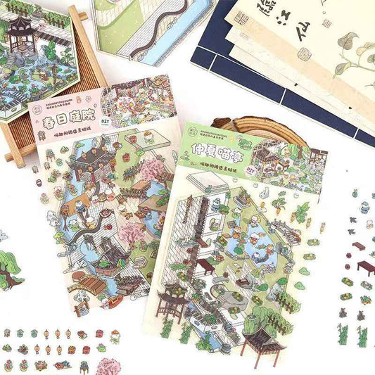 Cute Cat 4.0 – Garden of the Four Seasons 3D Sticker Scenes - 4 Theme Sets: Spring Garden | Summer Garden | Autumn Garden | Winter Garden - SNSEASY