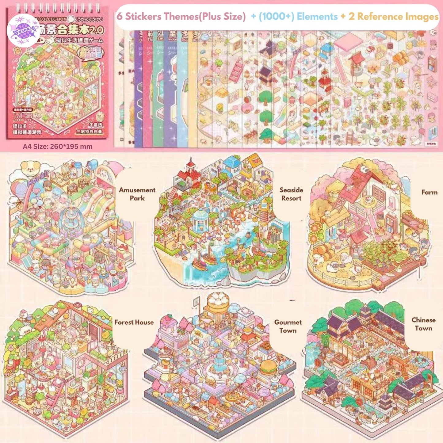 Miniature 3D Scene Stickers Scrapbook with 20 Pcs Unique Themes, Best Gifts (2)
