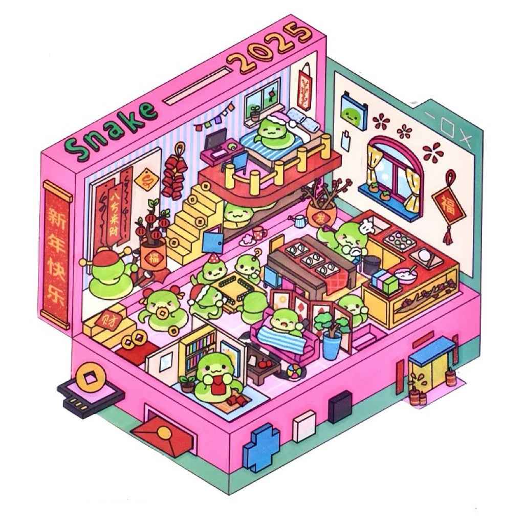 Cute Animal 7.0 – Happy Chinese New Year 3D Sticker Scenes - 4 Theme Sets: Capybara Lantern Festival | Capybara New Year | Panda New Year | Snake 2025 - SNSEASY