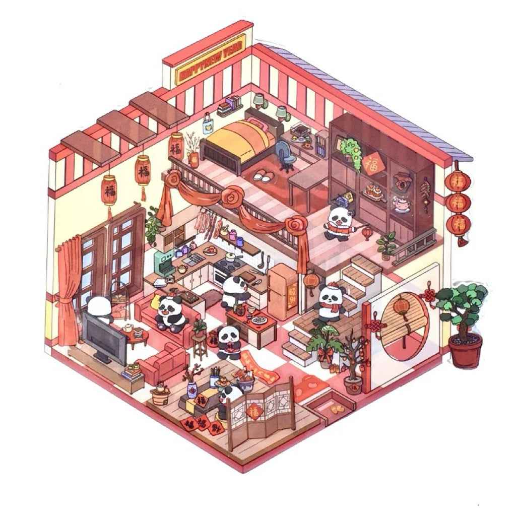Cute Animal 7.0 – Happy Chinese New Year 3D Sticker Scenes - 4 Theme Sets: Capybara Lantern Festival | Capybara New Year | Panda New Year | Snake 2025 - SNSEASY