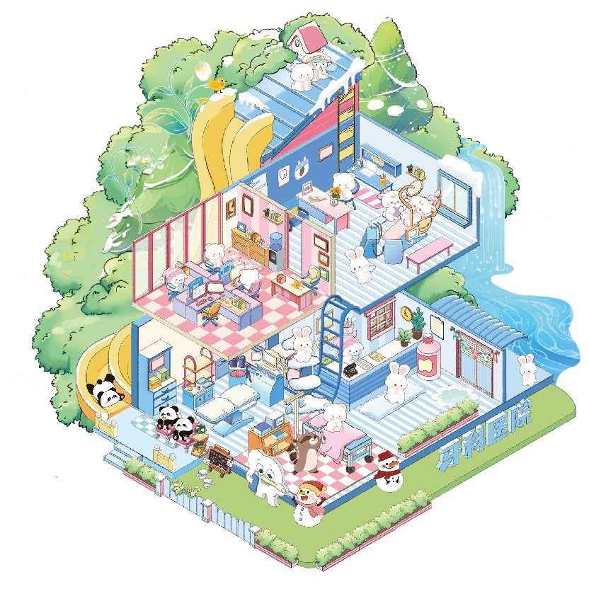 Christmas Winter Party – 3D Sticker Scenes - 4 Theme Sets: Christmas Party | Winter Christmas | Christmas House | Animal Dental Clinic