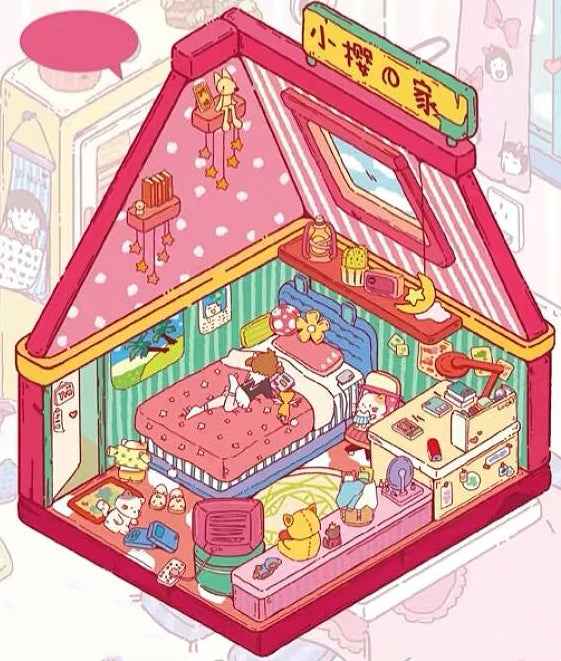 Japanese Manga Childhood Homes – 3D Sticker Scenes - 4 Theme Sets: Shin-chan’s House | Nobita’s House | Maruko’s House | Sakura’s House