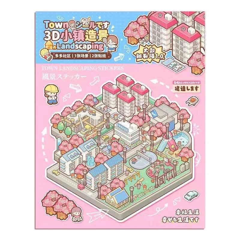 Happy Town – 3D Sticker Scenes - 2 Theme Sets: Town A | Town B