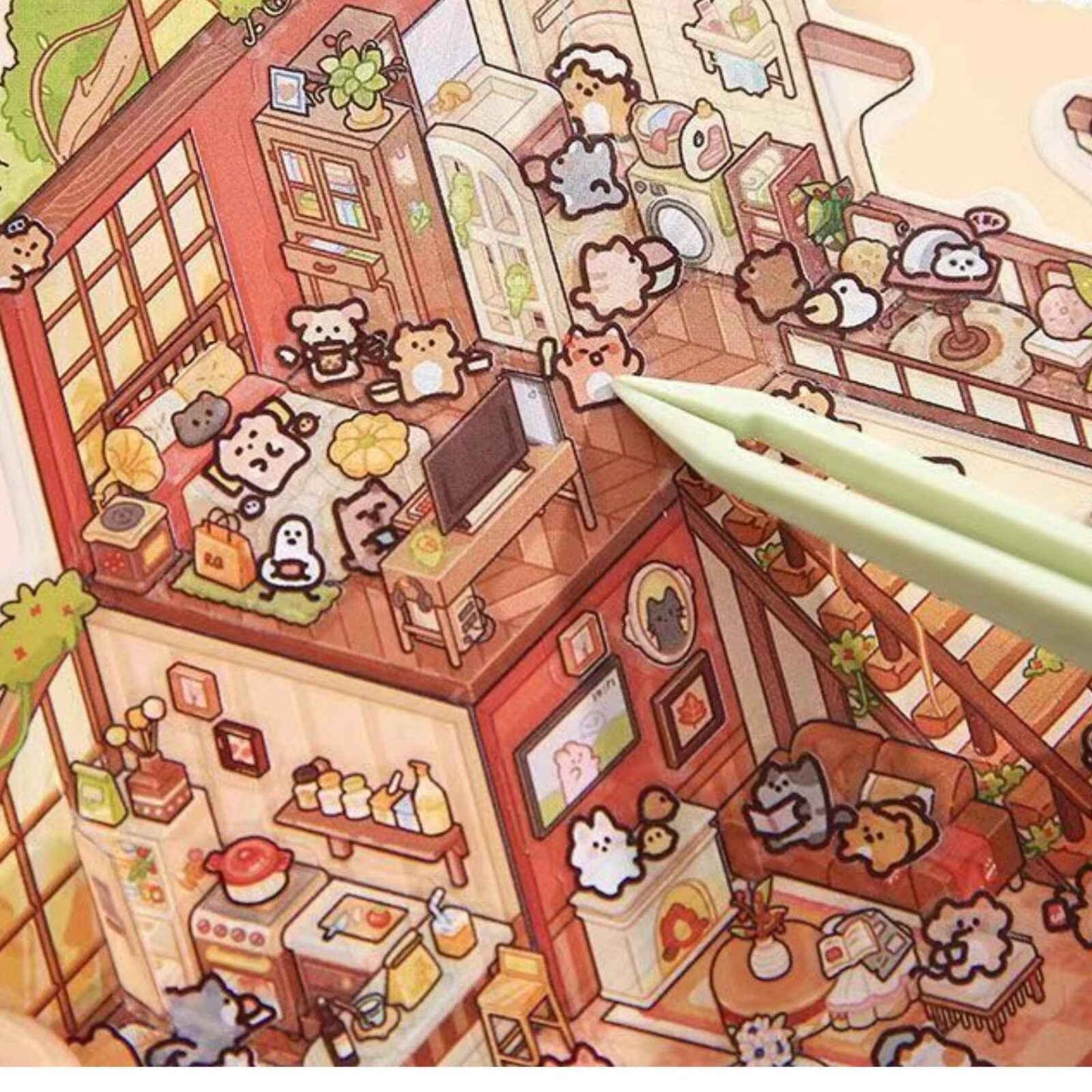 Animal Fairy Tale 2-Floor – 3D Sticker Scenes - 4 Theme Sets: Animal Room | Animal Party | Animal Farm | Animal Castle