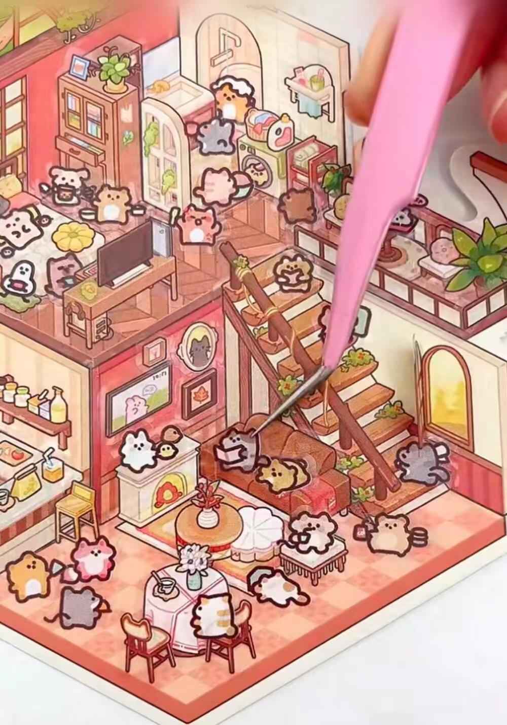 Animal Fairy Tale 2-Floor – 3D Sticker Scenes - 4 Theme Sets: Animal Room | Animal Party | Animal Farm | Animal Castle