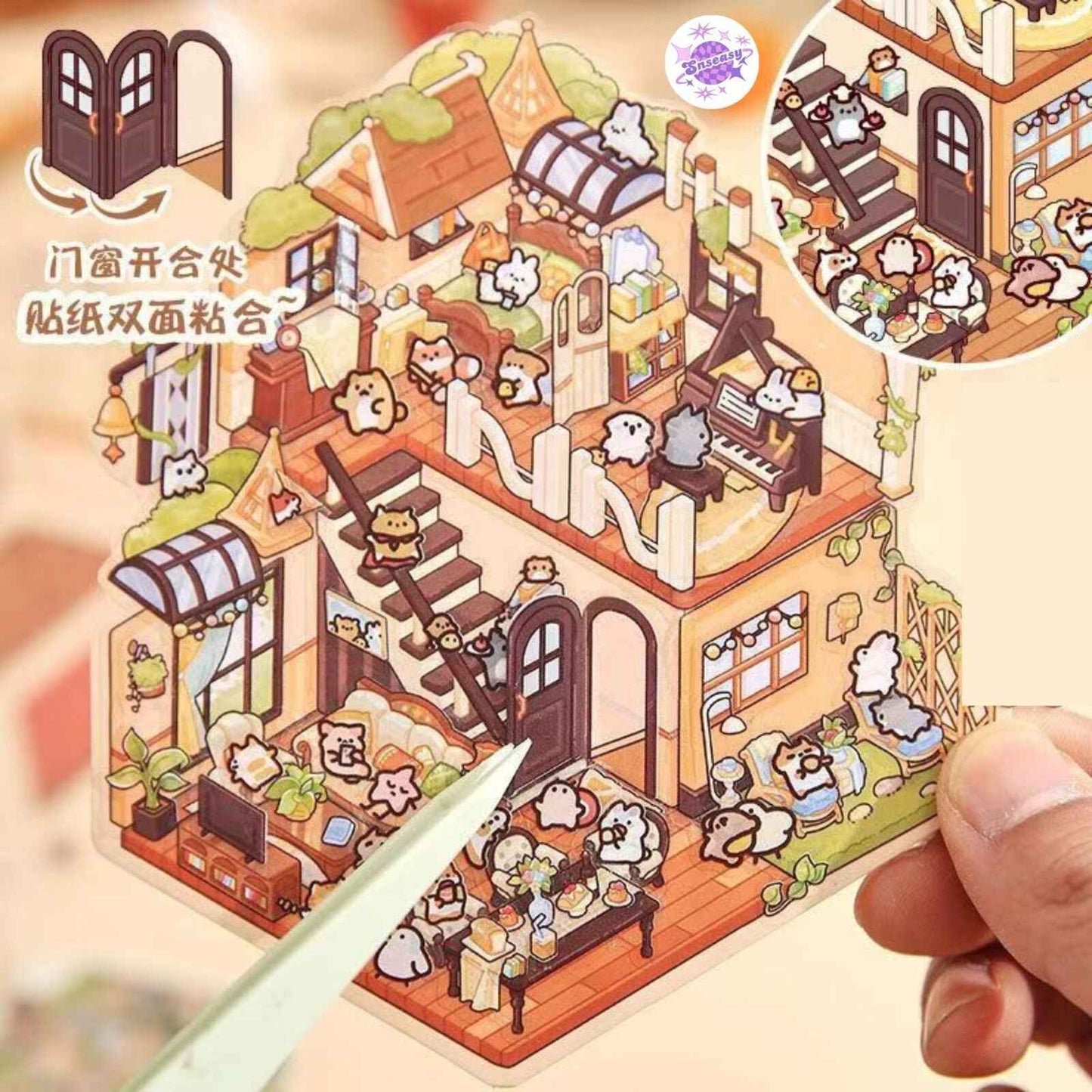 Animal Fairy Tale 2-Floor – 3D Sticker Scenes - 4 Theme Sets: Animal Room | Animal Party | Animal Farm | Animal Castle