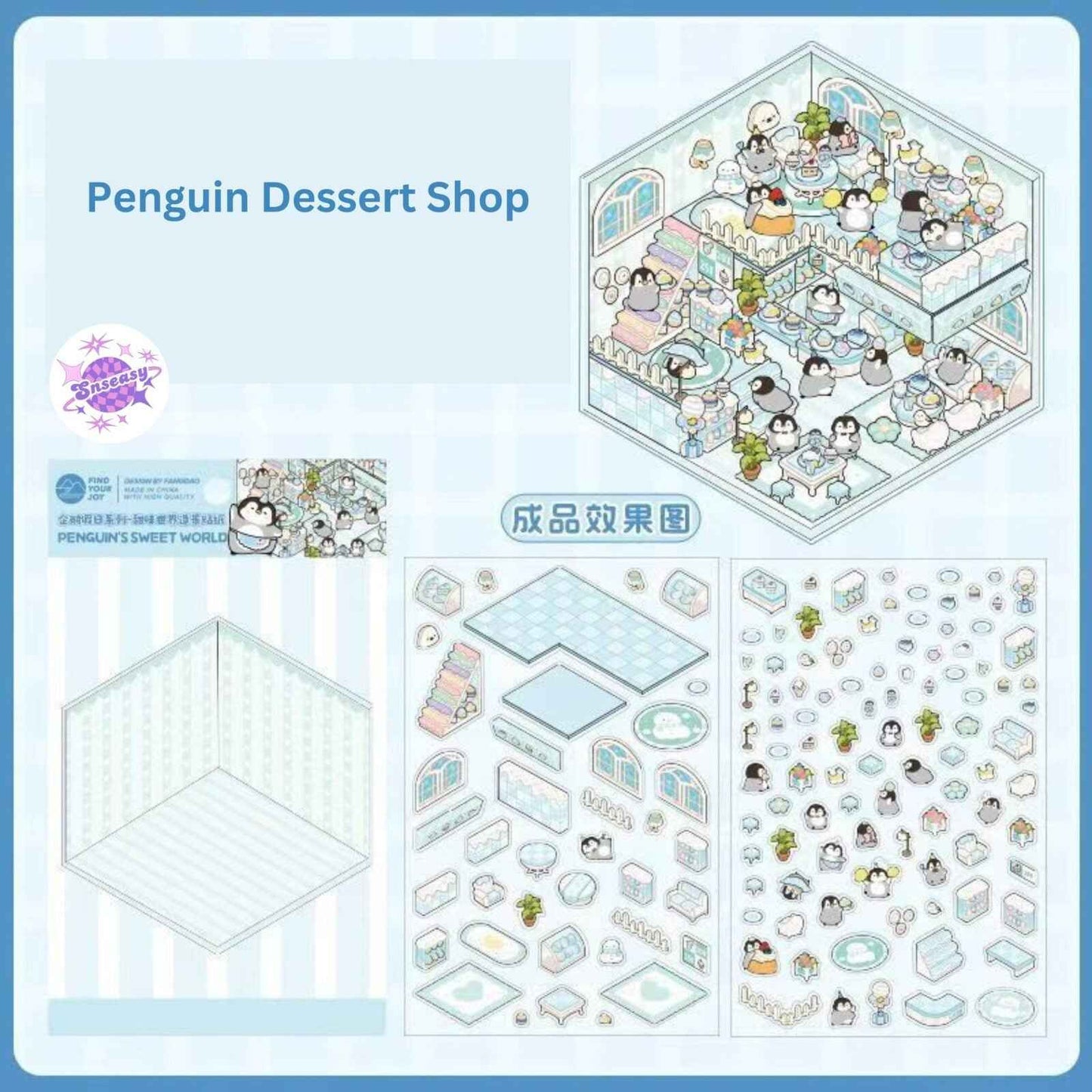 Capybara & Cute Penguin – 3D Sticker Scenes - 8 Theme Sets: Capybara Restaurant | Capybara Magic Treehouse | Capybara Hot Spring Hotel | Capybara Museum | Penguin Cottage | Penguin Garden | Penguin Beach | Penguin Dessert Shop