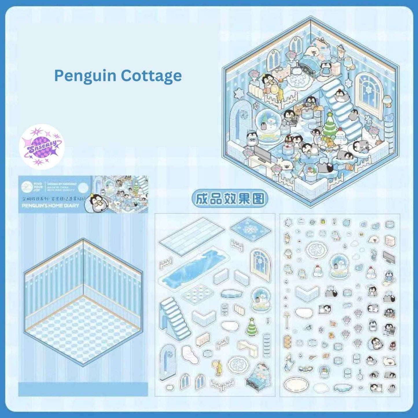 Capybara & Cute Penguin – 3D Sticker Scenes - 8 Theme Sets: Capybara Restaurant | Capybara Magic Treehouse | Capybara Hot Spring Hotel | Capybara Museum | Penguin Cottage | Penguin Garden | Penguin Beach | Penguin Dessert Shop