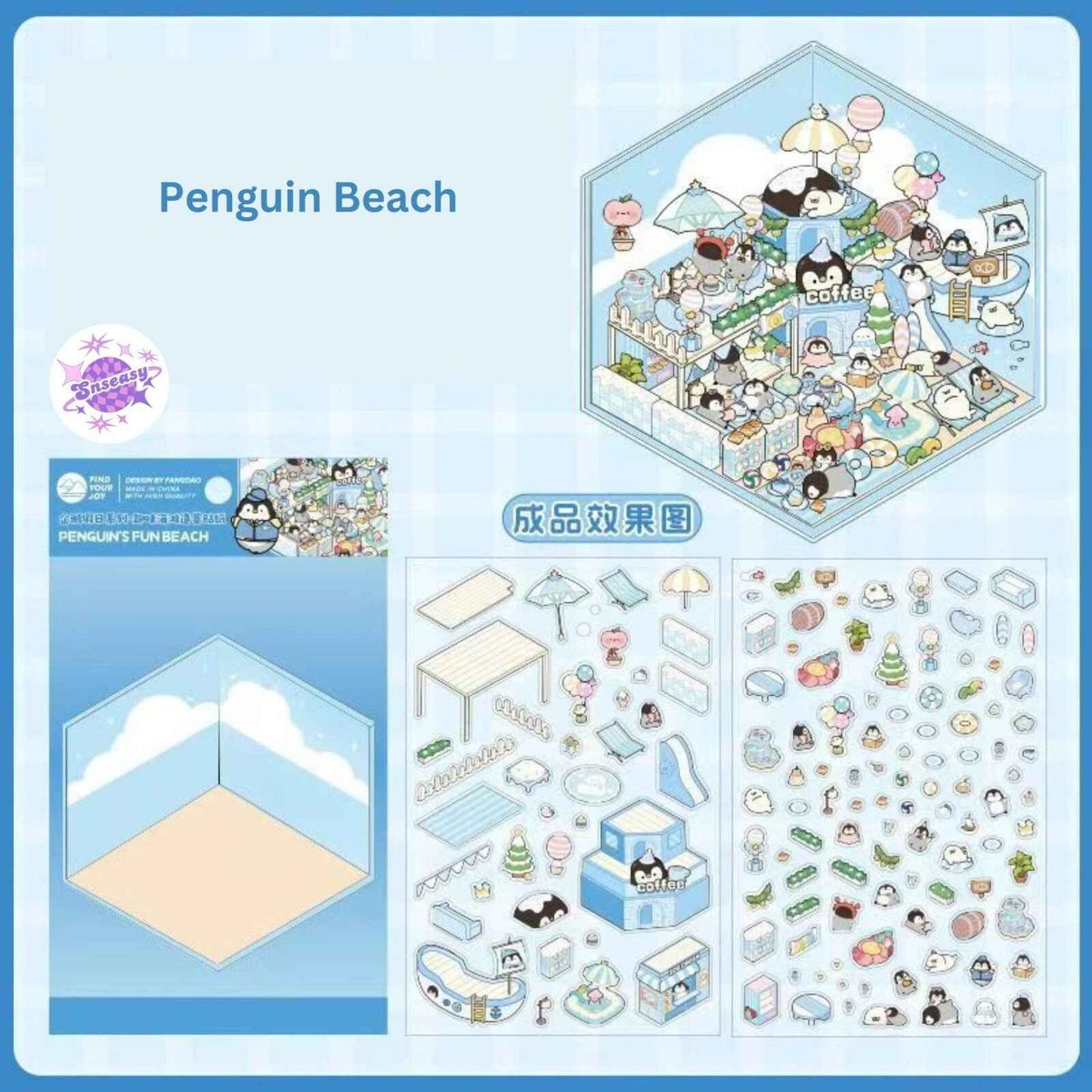 Capybara & Cute Penguin – 3D Sticker Scenes - 8 Theme Sets: Capybara Restaurant | Capybara Magic Treehouse | Capybara Hot Spring Hotel | Capybara Museum | Penguin Cottage | Penguin Garden | Penguin Beach | Penguin Dessert Shop