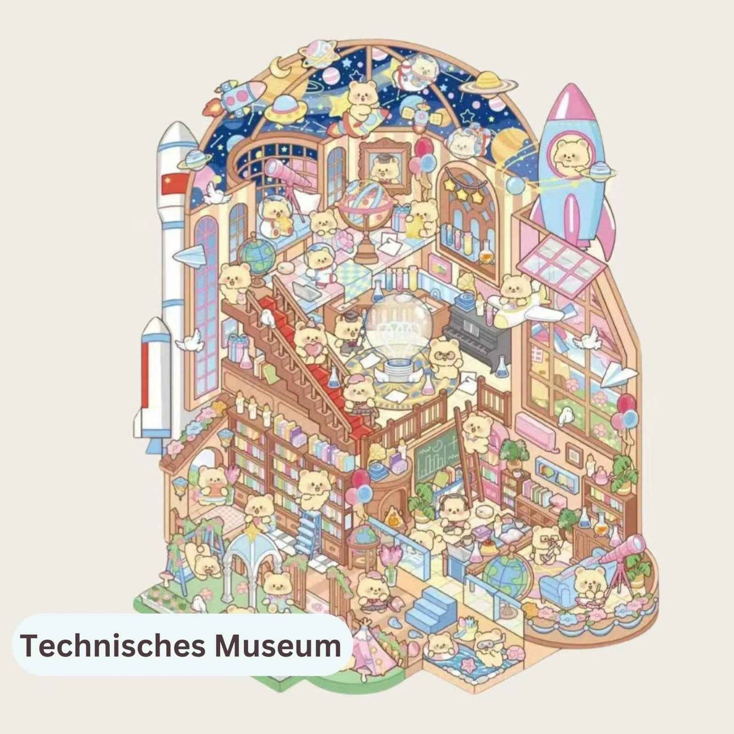 3-Story Grand Buildings 6.0 – 3D Sticker Scenes - 4 Theme Sets: Technisches Museum | Fun Ski Resort | Wonder Aquarium | Kapi Theater