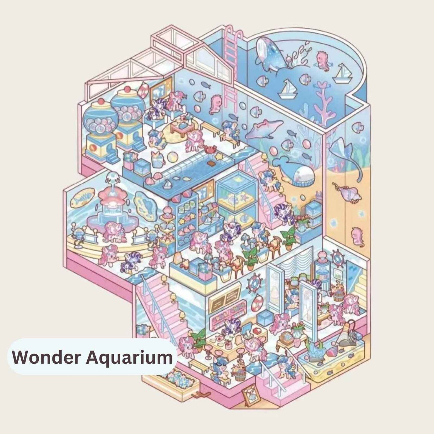 3-Story Grand Buildings 6.0 – 3D Sticker Scenes - 4 Theme Sets: Technisches Museum | Fun Ski Resort | Wonder Aquarium | Kapi Theater