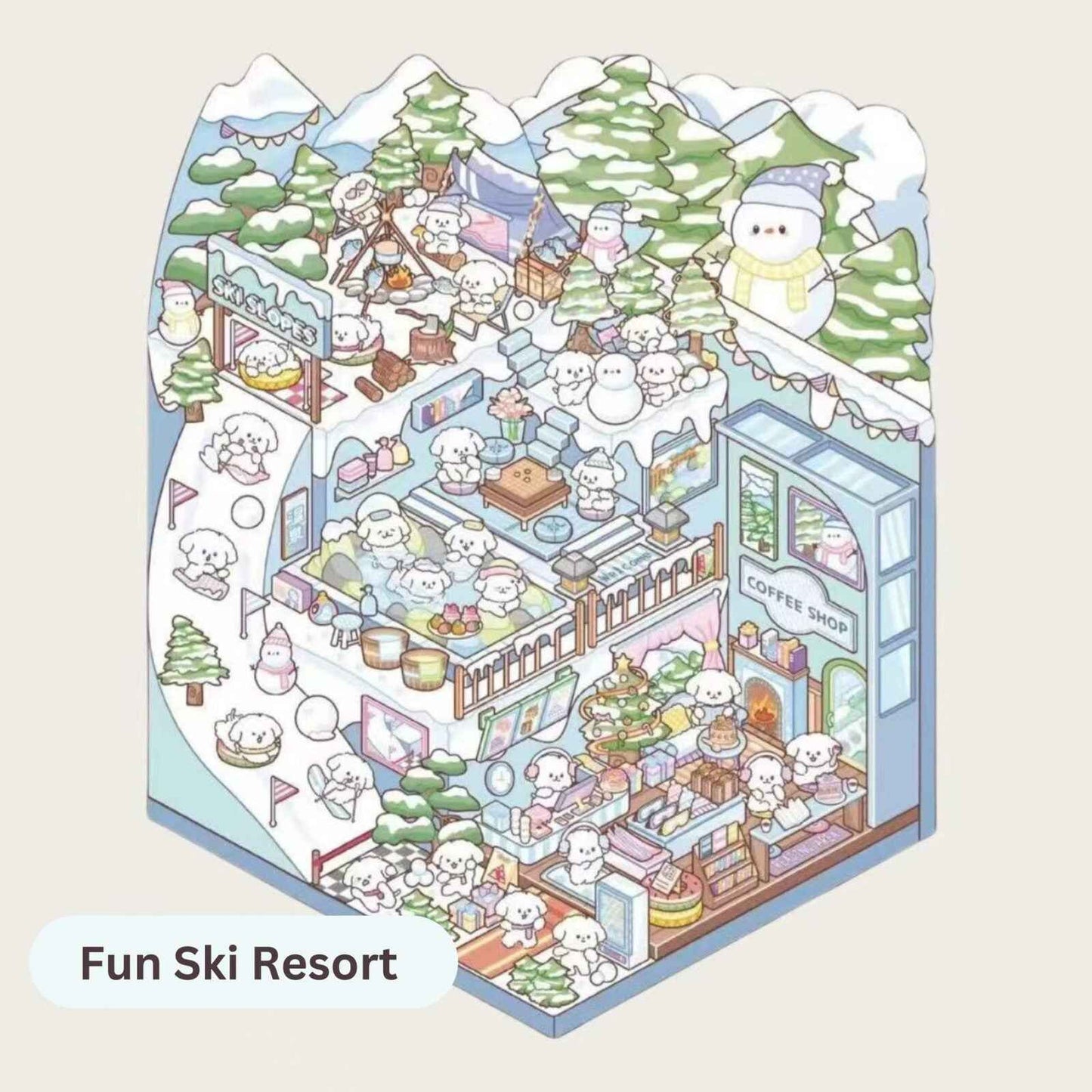 3-Story Grand Buildings 6.0 – 3D Sticker Scenes - 4 Theme Sets: Technisches Museum | Fun Ski Resort | Wonder Aquarium | Kapi Theater