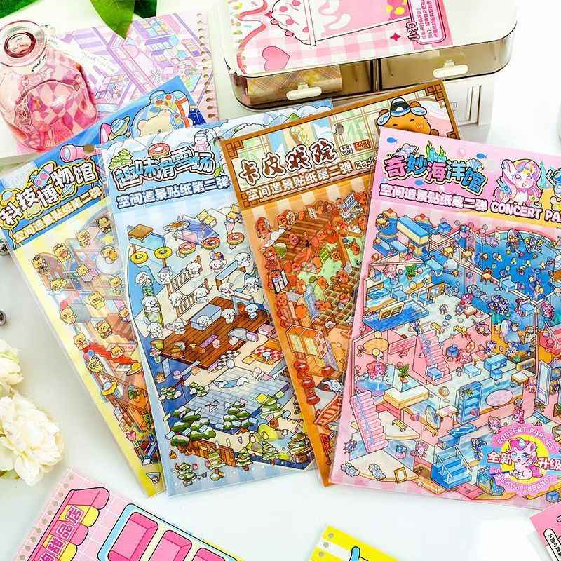 3-Story Grand Buildings 6.0 – 3D Sticker Scenes - 4 Theme Sets: Technisches Museum | Fun Ski Resort | Wonder Aquarium | Kapi Theater