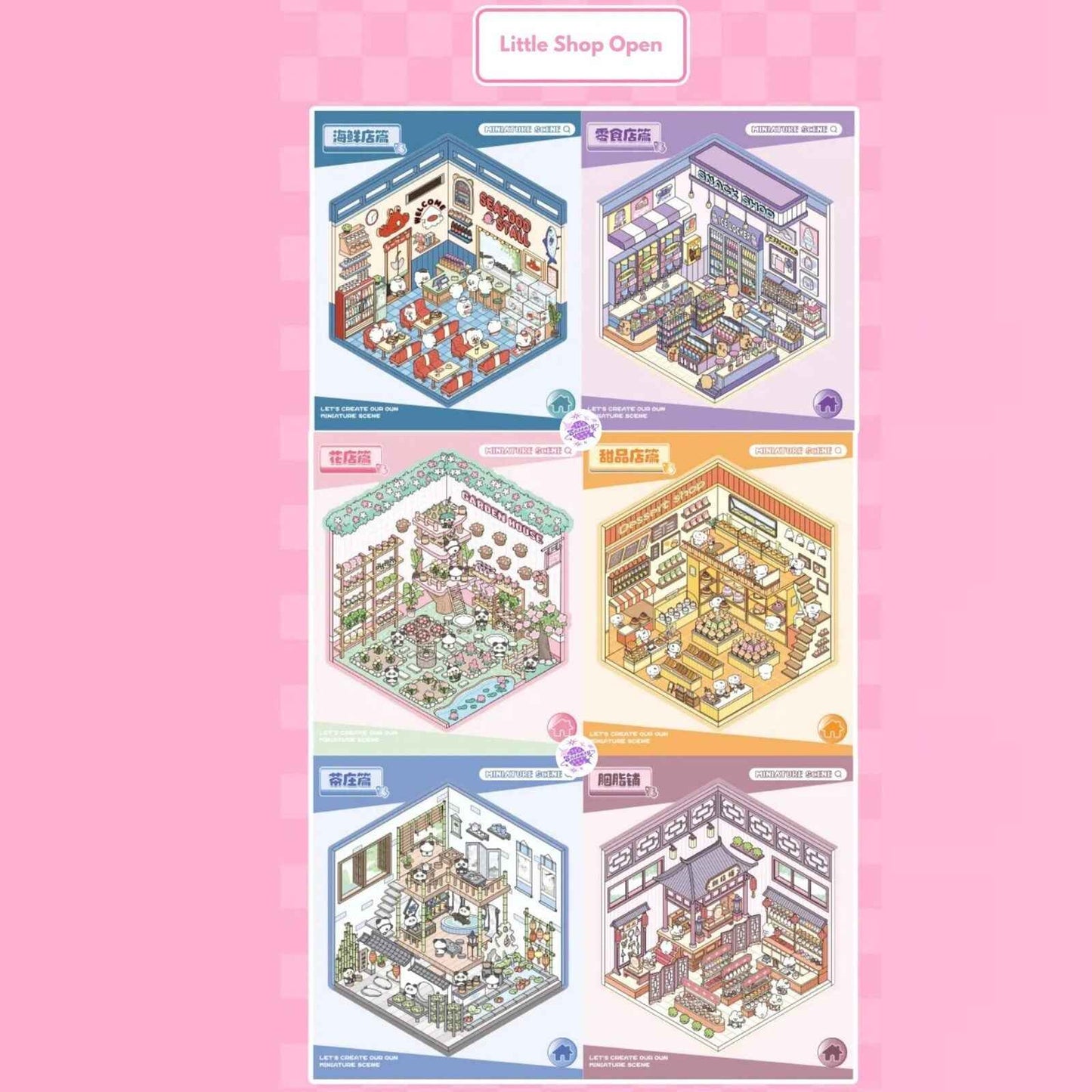 Cute Animals 3D Scene Stickers Scrapbook – 12 Unique Themes: Little Shop Open (6 Themes) | Living in Life (6 Themes)