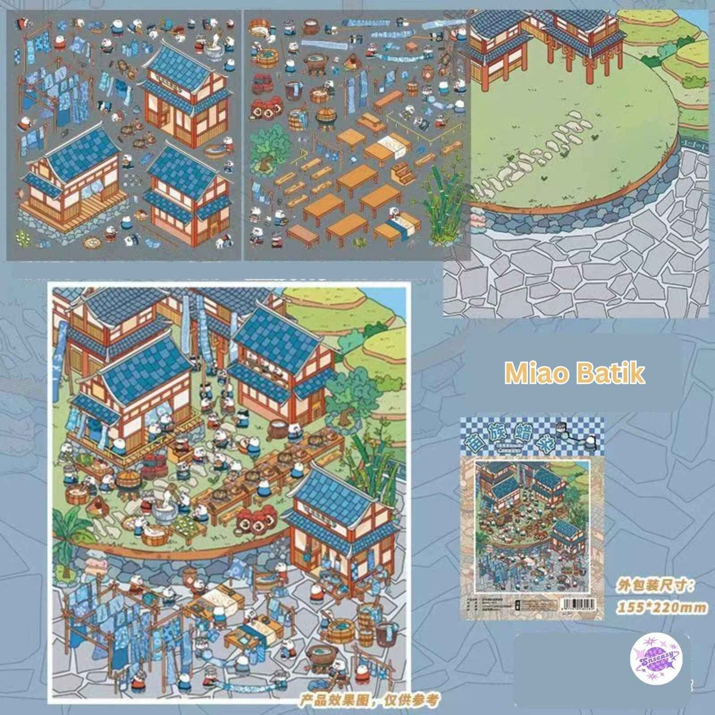 Ethnic Style Series – 3D Miniature Sticker Scenes - 4 Theme Sets: Dai Ethnic Scenery | Korean Ethnic Scenery | Miao Batik | Bonfire Night