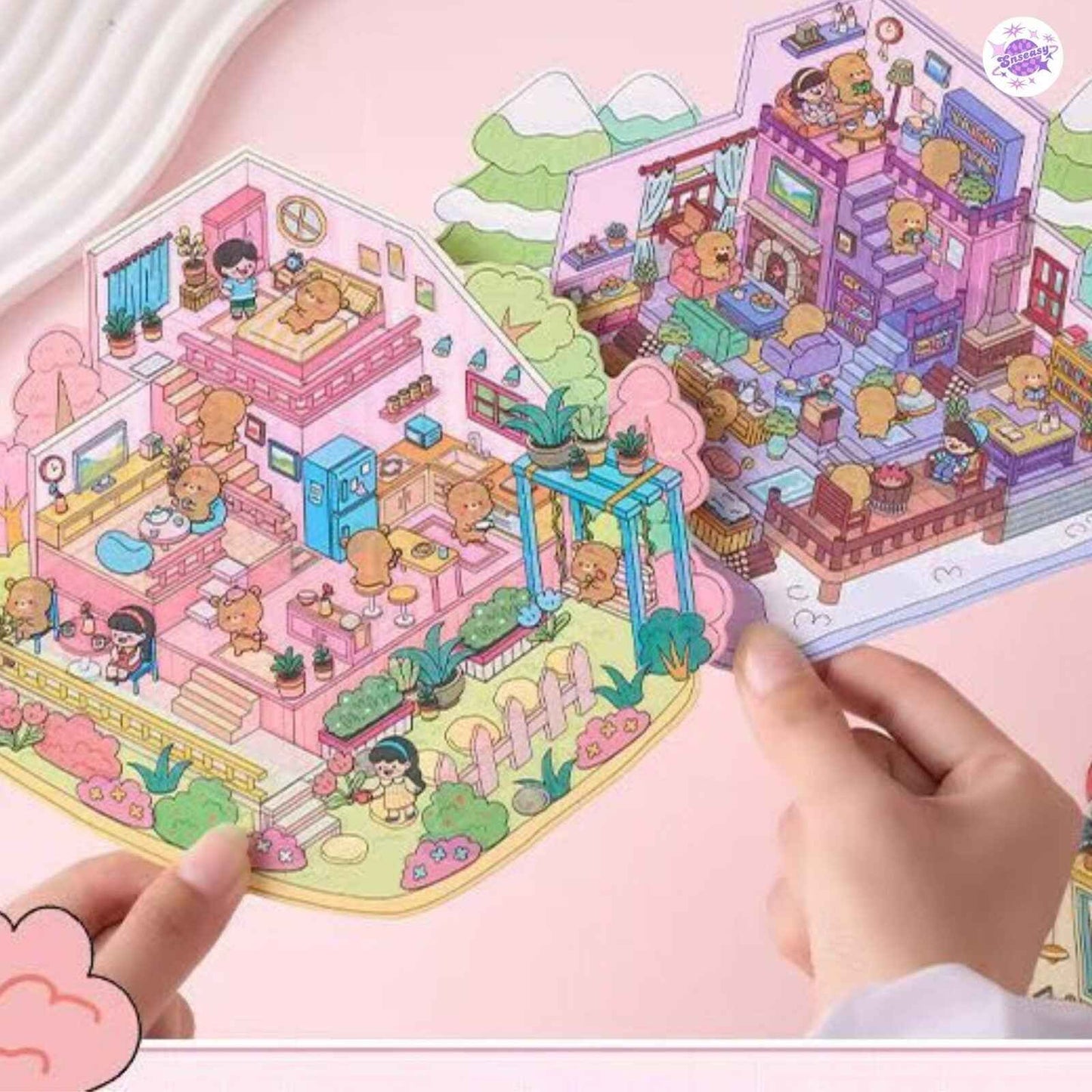 Little Bear's Four Seasons Cottage – 3D DIY MiniatureSticker Scenes - 4 Theme Sets: Spring | Summer | Autumn | Winter