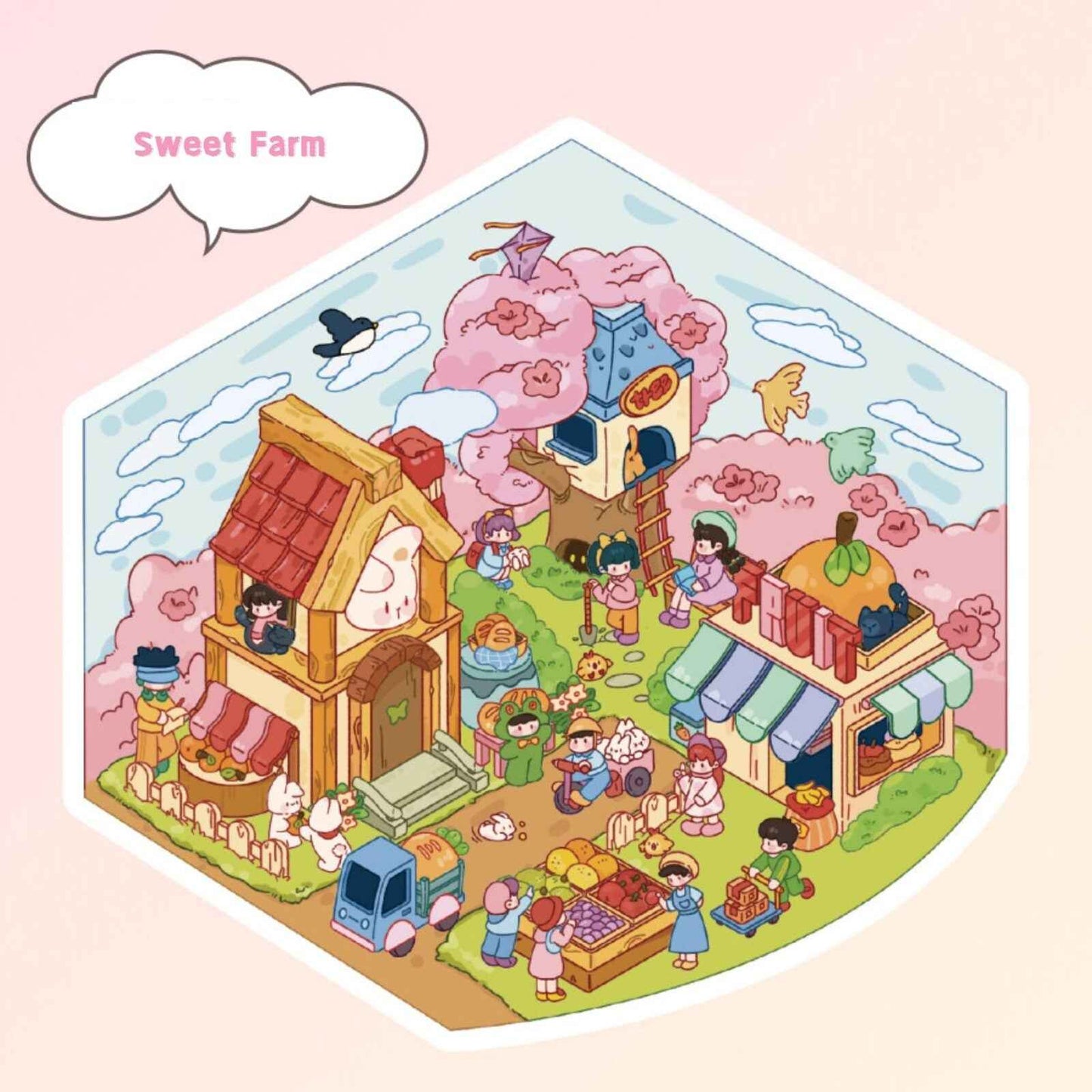 Sweet Farm – 3D Sticker Scenes - 4 Theme Sets: Sweet Farm | Outdoor Picnic | Farm Harvest | Winter Farm