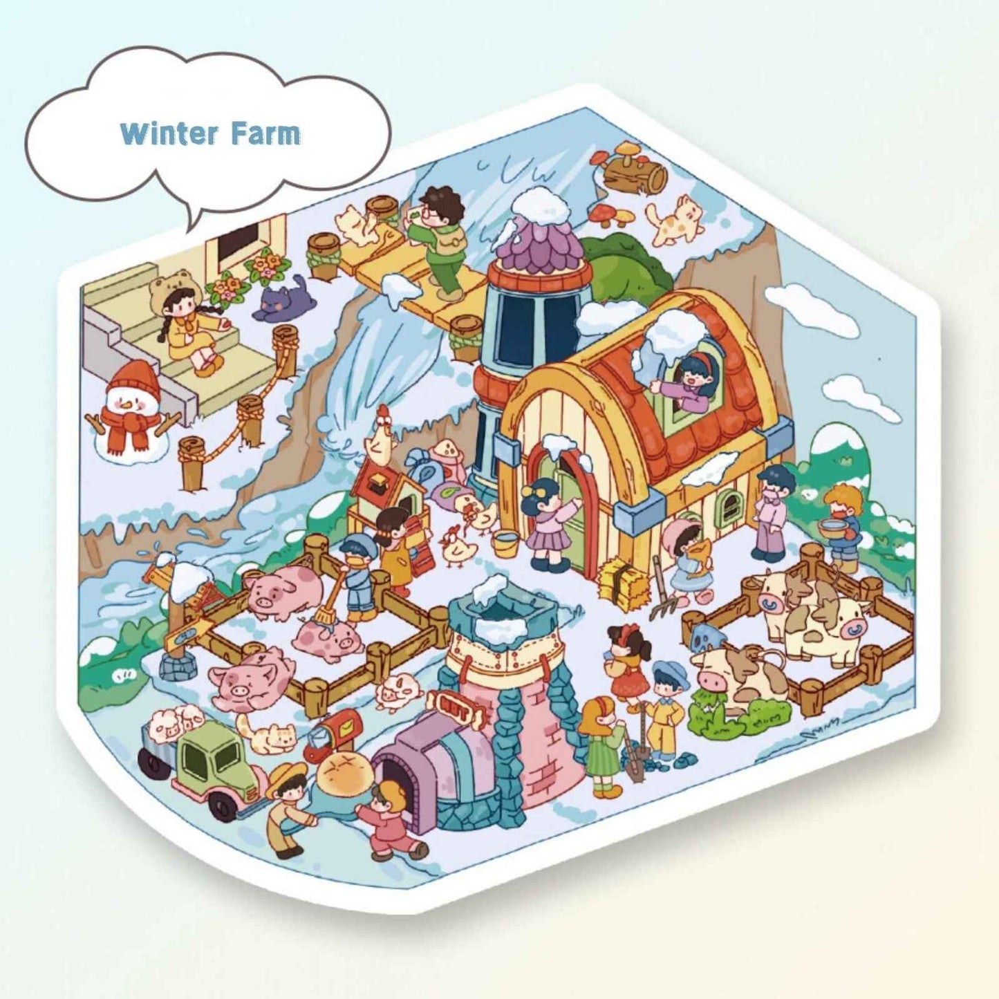 Sweet Farm – 3D Sticker Scenes - 4 Theme Sets: Sweet Farm | Outdoor Picnic | Farm Harvest | Winter Farm