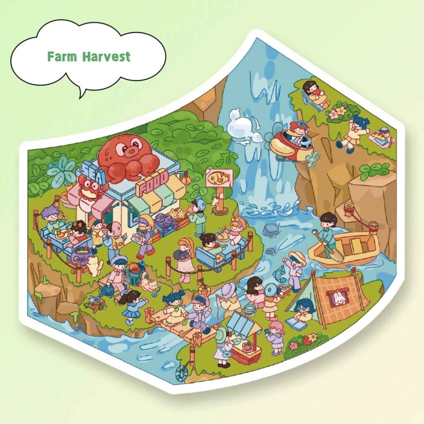Sweet Farm – 3D Sticker Scenes - 4 Theme Sets: Sweet Farm | Outdoor Picnic | Farm Harvest | Winter Farm