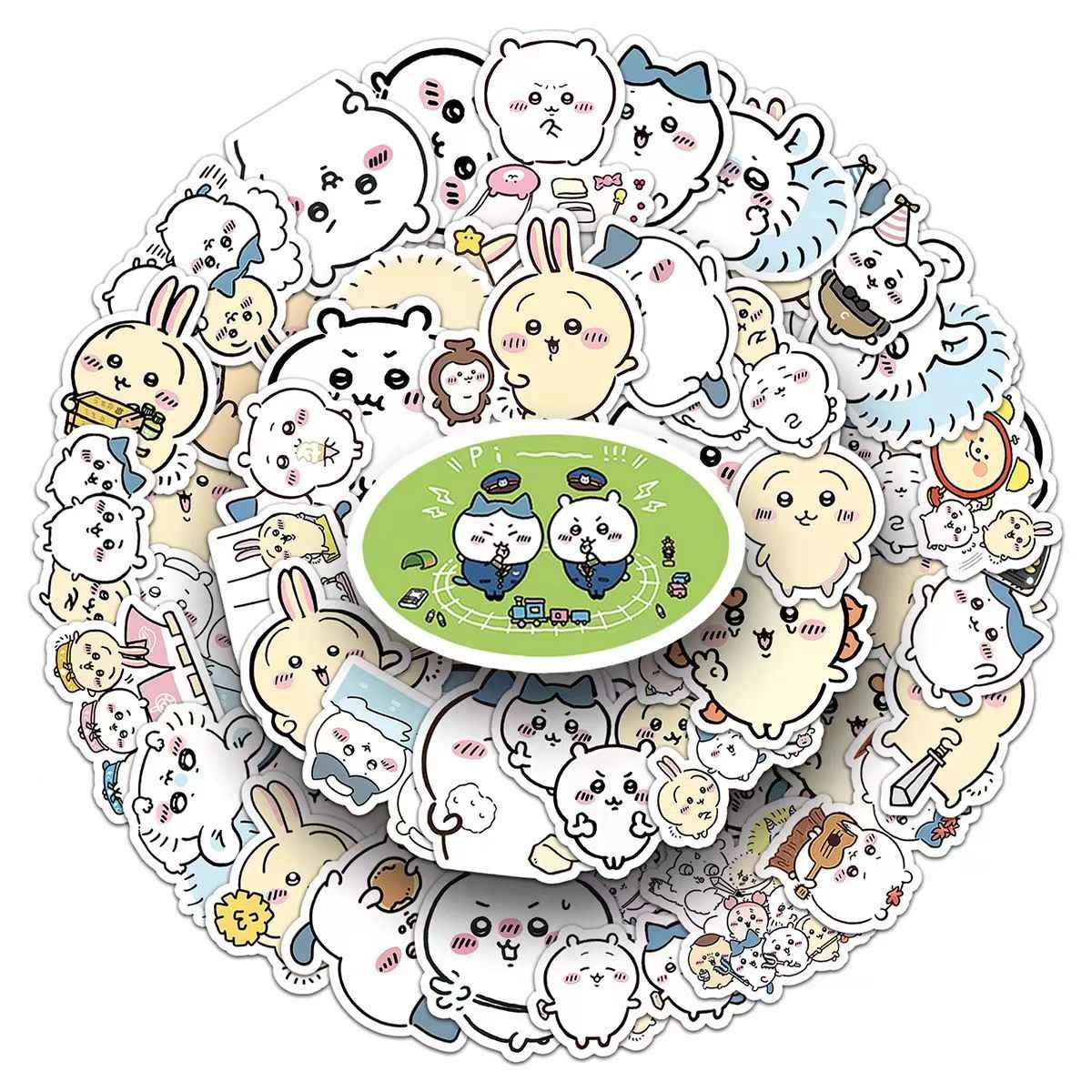 Chiikawa 50-Piece Sticker Pack | Kawaii Characters, DIY Crafting, Journal, Laptop, Water Bottle, Scrapbooking, Reusable, Waterproof PVC